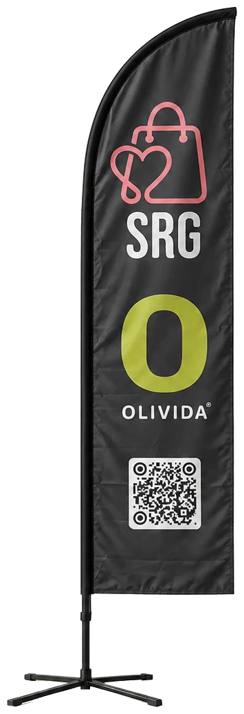 Eksempel på beachflagg med SRG- og OLIVIDA-design